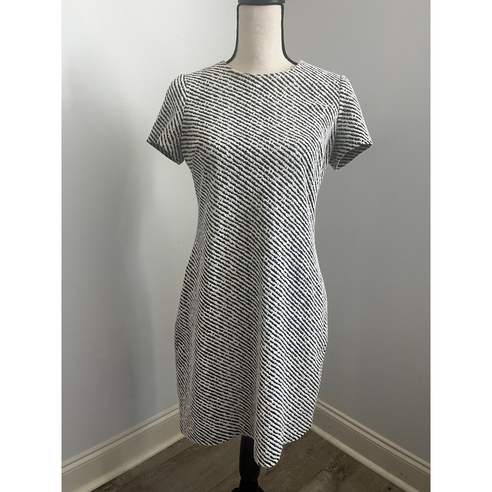 Calvin Klein Tweed Sheath Dress sz 4 Small Office Chic Striped Preppy Minimalist